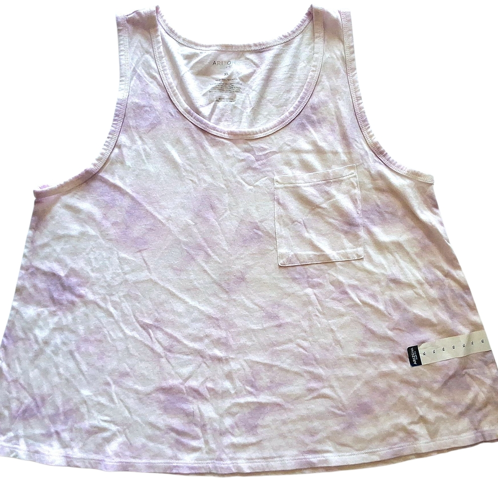 Arizona Jeans Co Women's Pink White Tie Dye Cropped Tank Top Size XL NWT